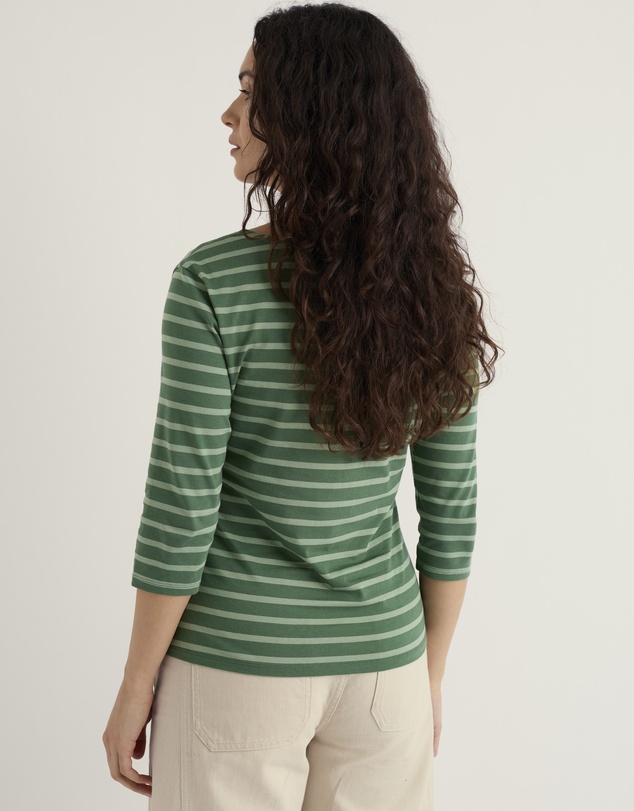 Seasalt - Seasalt Cornwall Green Sailor 3/4 Sleeve Top Jersey