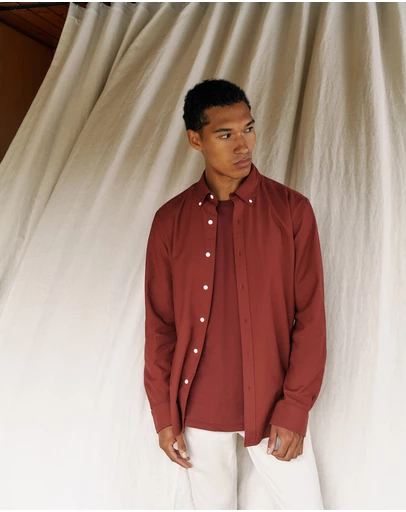Trenery - Cotton Jersey Crew T-shirt in Auburn