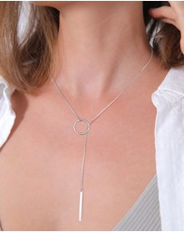 Elli Jewelry - Necklace Y-Chain Circle 925 Sterling Silver