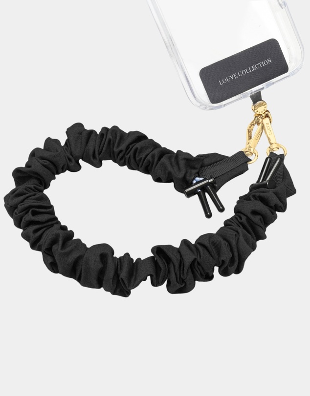 LOUVE COLLECTION - Universal Phone Strap Connector (Black) + Crunchy Black Strap