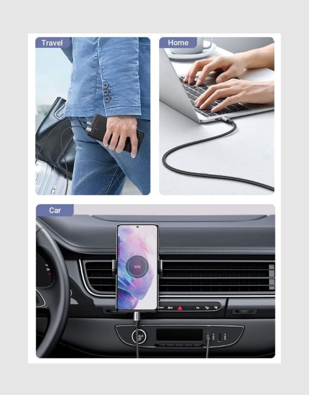 Ugreen - UGreen 3m USB-C to USB 2.0 Male Cable Space Gray – Fast Charging QC 3.0 Data Transfer