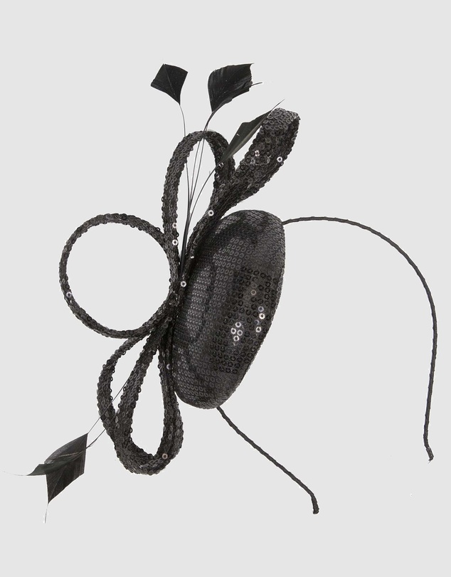 Max Alexander - Black Sparkly Racing Fascinator
