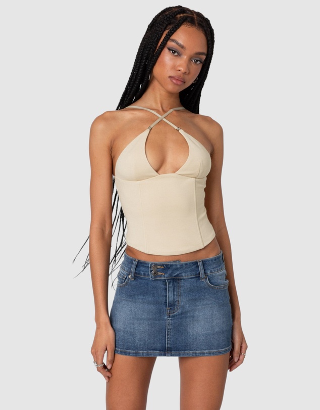 EDIKTED - Lou Crossover Beaded Corset
