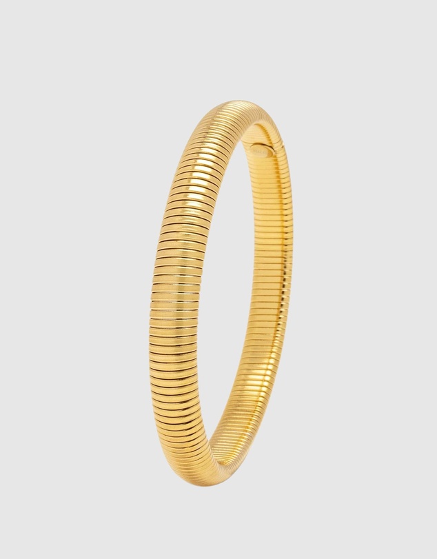 Nialaya Jewellery - 8mm Gold Stretch Bangle