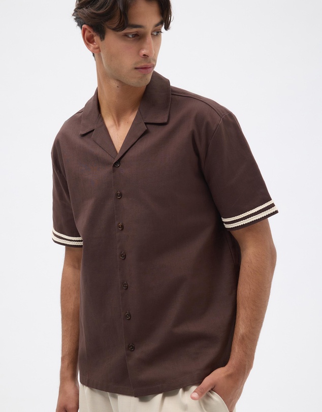 AERE - Contrast Linen Blend Shirt