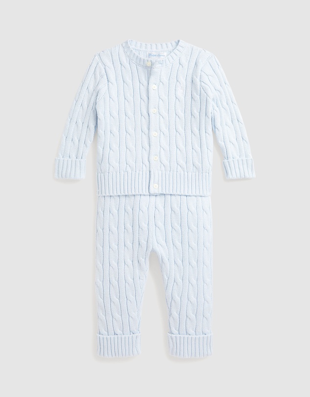 Polo Ralph Lauren - Cable-Knit Cotton Cardigan & Pant Set - Babies