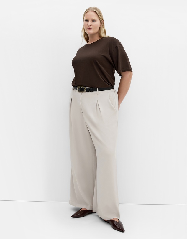 City Chic - Plus size Oversized Crew Neck Tee - chocolate