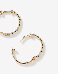 Michael Hill - 0.22 Carat TW Diamond and Created Sapphire Huggie Hoop Earrings in 10kt Yellow Gold