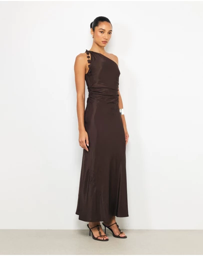 AERE - Ilaria Floral One Shoulder Maxi Dress