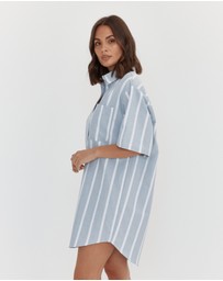 ALEXANDRA - Apex Dress Chambray Sage Stripe