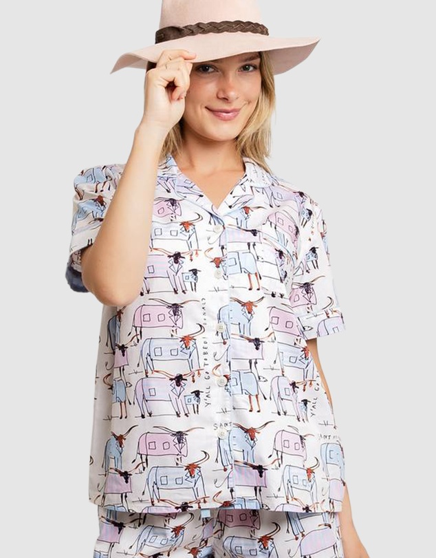 Sant And Abel - Women's Drawbertson Longhorns Short PJ Set