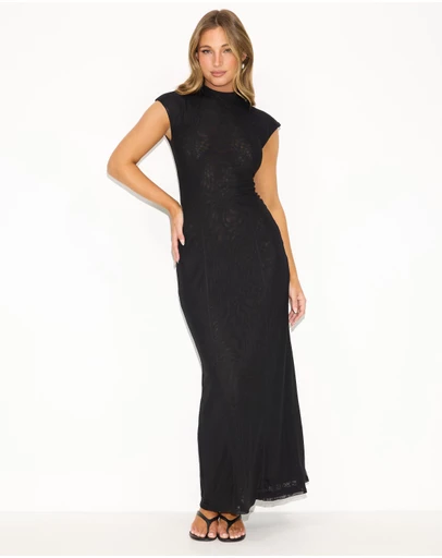 Dazie - Premiere Mesh Cap Sleeve Maxi Dress