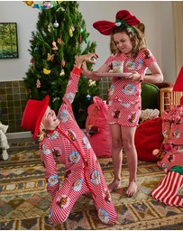 Kip&Co - I Love Christmas Spot Kids Organic Cotton Short Sleeve Tee Frill Short Pyjama Set - Kids