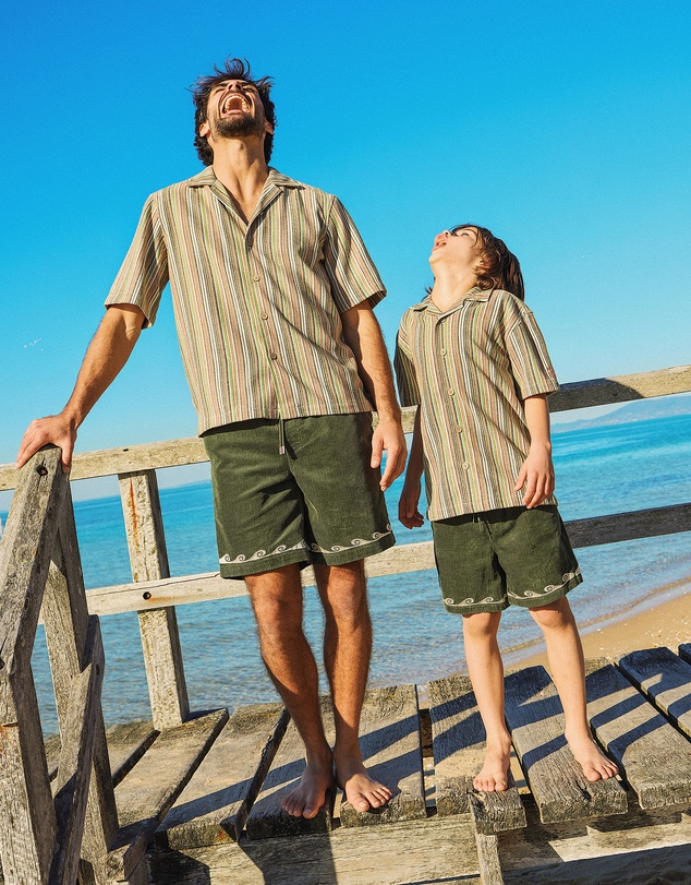 Skwosh - Grandpa's Couch Kids Holiday Shirt in Multi Stripe