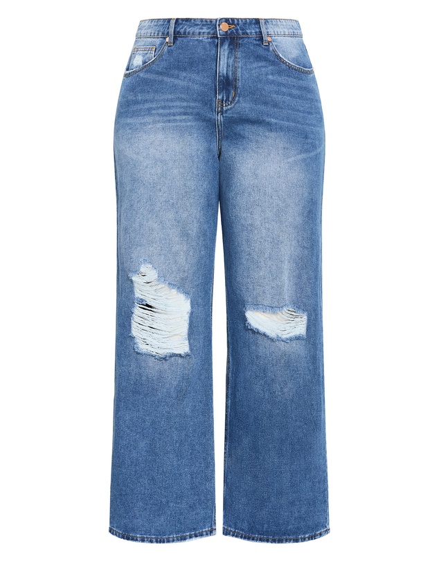 City Chic - Plus size Harley Fit Harriet Wide Leg Short Jean - light wash