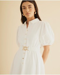 Atmos&Here - Kirrie Linen Blend Belted Midi Dress