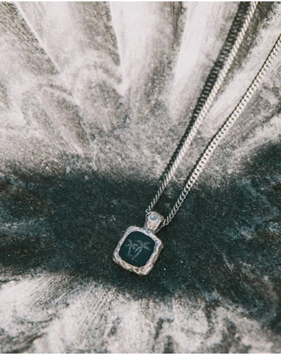 Haze & Glory - ICONIC EXCLUSIVE - Necklace Men Black Palm Onyx 925 Sterling Silver