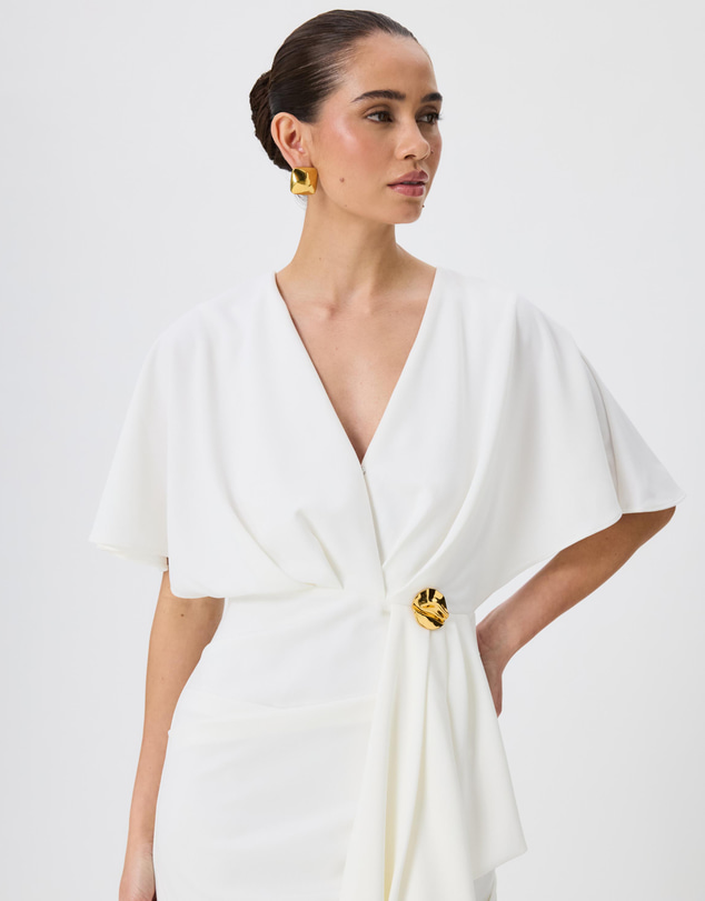 Tussah - Vivian Flutter Sleeve Ruffle Detail Midi Dress