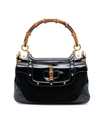 Pre-Loved by Azura Reborn - Pre-Loved Suede and Patent Peggy Bamboo Top Handle Bag