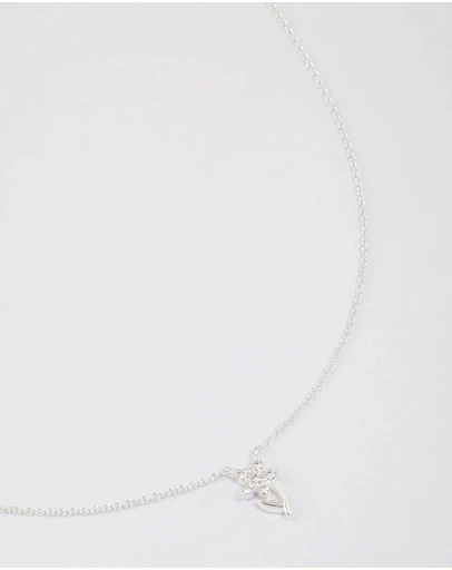 Lovisa - Sterling Silver Cubic Zirconia Stem Necklace