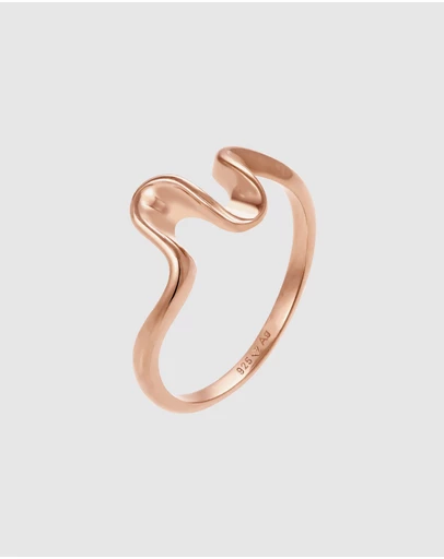 Elli Jewelry - Wave Ring in Rose Gold-Plated 925 Silver