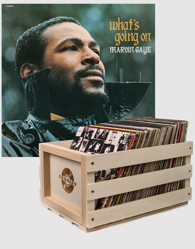 Universal Music - Crosley Record Storage Crate & Marvin Gaye What's Going On - Vinyl Album Bundle