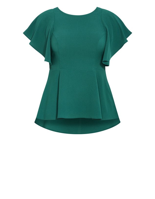 City Chic - Plus size Romantic Mood Peplum Top - jade