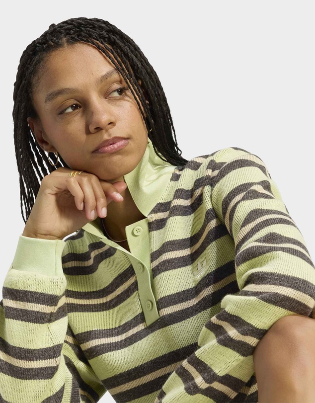 adidas Originals - STRIPE KNITTED POLO TOP Womens