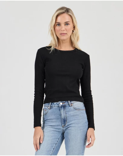 Rolla's - Pointelle Classic Long Sleeve Top