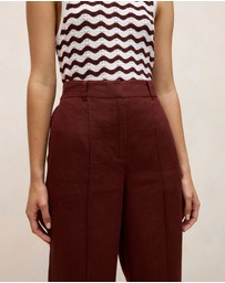 Trenery - Linen Pintucked Pant in Espresso