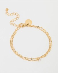 Lovisa - Waterproof Gold Plated Stainless Steel Dainty Cubic Zirconia Layered Bracelet