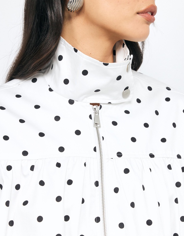 AERE - Polka Dot Funnel Neck Bomber