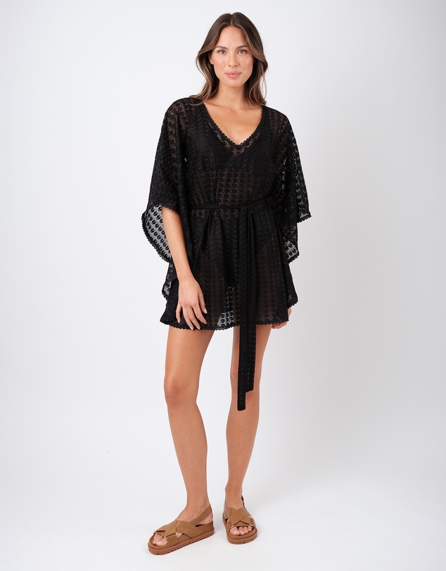 UNE PIECE - Scalloped Lace V-Neck Mini Kaftan