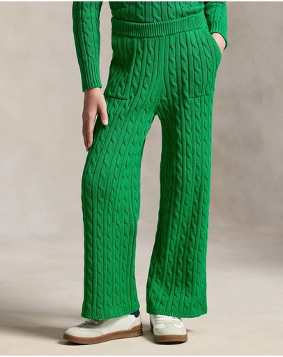 Polo Ralph Lauren - Cable-Knit Cotton Wide-Leg Sweater Pants - Teens