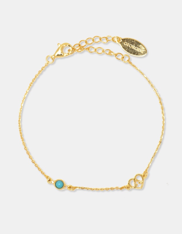 Georgini - Natural Turquoise And Two Natural Diamond December Gold Bracelet