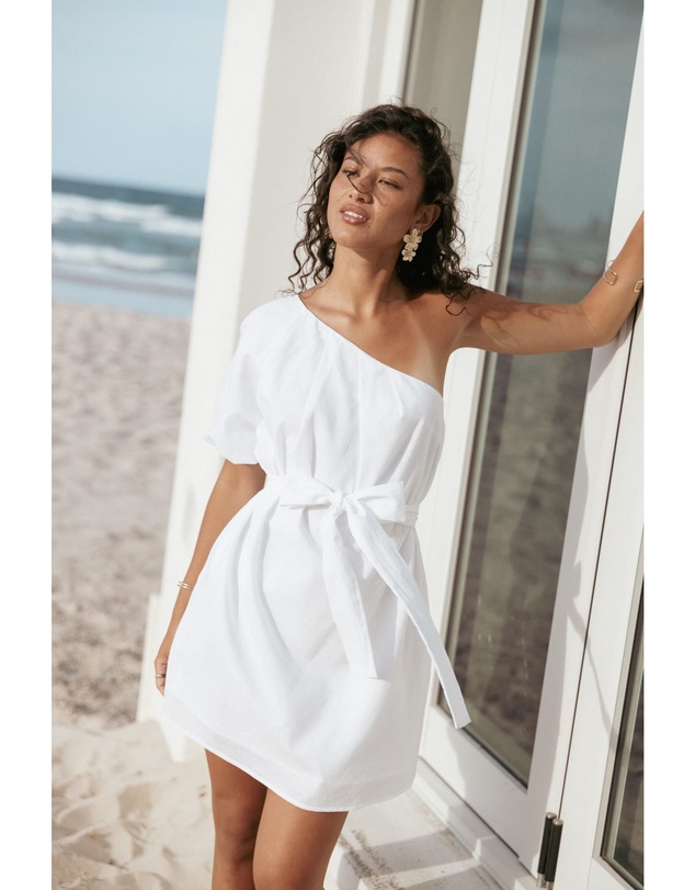 Petal & Pup - Dylan One Shoulder Mini Dress - White