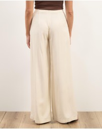 Atmos&Here - Liora Linen Blend Pants With Side Tie