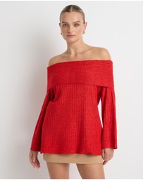 Dazie - Romee Off The Shoulder Knit Jumper