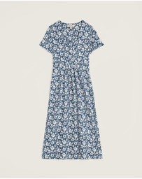 Seasalt - Seasalt Cornwall Blue Seed Packet Short Sleeve Midi Dress