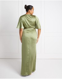 Six Stories - Wrap Tie Satin Bridesmaid Dress