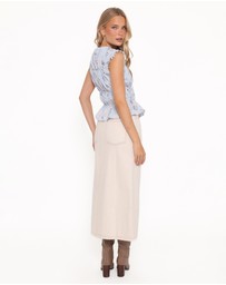 Petal & Pup - Dana Denim Midi Skirt - Bone