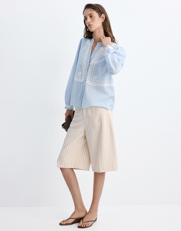 M.N.G - Embroidered Blouse with Scalloped Details