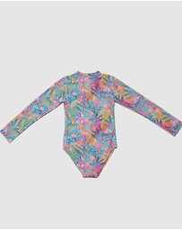 Olga Valentine - Long Sleeve Zip One Piece Swimsuit - Hand beaded