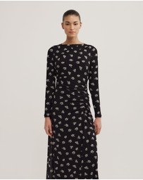 Witchery - Long Sleeve Ruched Mesh Dress