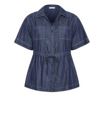 City Chic - Plus size Mikayla Denim Shirt - dark wash