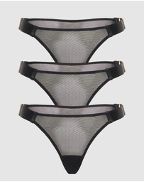 Sotto Brand - Sotto Three Pack Preferita Mesh Panty Black