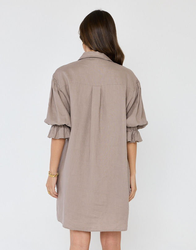 ALEXANDRA - Serif Mini Dress Taupe