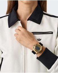 adidas Originals - Expression Three Digital IP Gold-Tone Black Silicone Watch