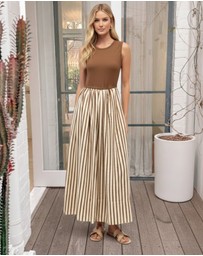 Esther & Co - Ariala Dress - Toffee Stripe