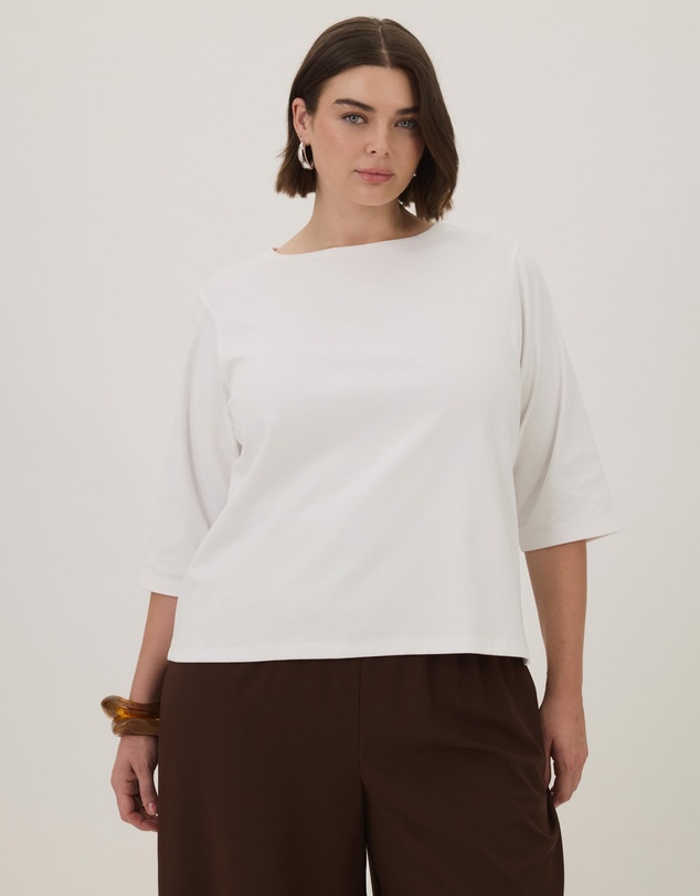 Atmos&Here Curvy - Cotton 3/4 Sleeve T-Shirt
